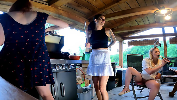 Leon Lambert'S Girls In Summer Dresses Have A Hot Bbq Party Outdoor.