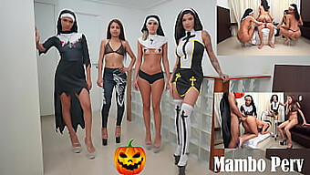 Four Naughty Nuns Engage In A Kinky Ritual And Reverse Gangbang With One Guy, Featuring Anal, Oral, And Extreme Gape Action