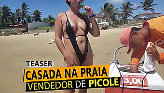 Aventura En La Playa De Mi Esposa Rubia: Juego De Pezones Y Ventas De Popsicle